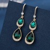 image:imageAustrian Crystal Double Teardrop Dangle Hook Earrings for Women  14K gold plated brasstwinkle teardrop crystalsgift boxdrop earringsEmerald