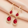 image:imageAustrian Crystal Double Teardrop Dangle Hook Earrings for Women  14K gold plated brasstwinkle teardrop crystalsgift boxdrop earringsRed
