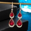 image:imageAustrian Crystal Double Teardrop Dangle Hook Earrings for Women  14K gold plated brasstwinkle teardrop crystalsgift boxdrop earringsRed