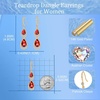 image:imageAustrian Crystal Double Teardrop Dangle Hook Earrings for Women  14K gold plated brasstwinkle teardrop crystalsgift boxdrop earringsRed