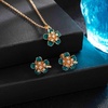image:imageAustrian Crystal Enamel Flower Earrings and Necklace Jewelry Sets for Women  14K gold plated brasscute flowershaped designgift box162 adjustable chainwomens jewelry setGreen
