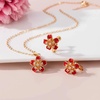 image:imageAustrian Crystal Enamel Flower Earrings and Necklace Jewelry Sets for Women  14K gold plated brasscute flowershaped designgift box162 adjustable chainwomens jewelry setRed