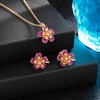 image:imageAustrian Crystal Enamel Flower Earrings and Necklace Jewelry Sets for Women  14K gold plated brasscute flowershaped designgift box162 adjustable chainwomens jewelry setPurple