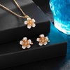 image:imageAustrian Crystal Enamel Flower Earrings and Necklace Jewelry Sets for Women  14K gold plated brasscute flowershaped designgift box162 adjustable chainwomens jewelry setWhite