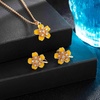 image:imageAustrian Crystal Enamel Flower Earrings and Necklace Jewelry Sets for Women  14K gold plated brasscute flowershaped designgift box162 adjustable chainwomens jewelry setYellow