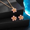 image:imageAustrian Crystal Enamel Flower Earrings and Necklace Jewelry Sets for Women  14K gold plated brasscute flowershaped designgift box162 adjustable chainwomens jewelry setPink