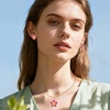 image:imageAustrian Crystal Enamel Flower Earrings and Necklace Jewelry Sets for Women  14K gold plated brasscute flowershaped designgift box162 adjustable chainwomens jewelry setPurple