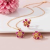 image:imageAustrian Crystal Enamel Flower Earrings and Necklace Jewelry Sets for Women  14K gold plated brasscute flowershaped designgift box162 adjustable chainwomens jewelry setPurple
