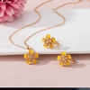 image:imageAustrian Crystal Enamel Flower Earrings and Necklace Jewelry Sets for Women  14K gold plated brasscute flowershaped designgift box162 adjustable chainwomens jewelry setYellow