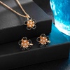 image:imageAustrian Crystal Enamel Flower Earrings and Necklace Jewelry Sets for Women  14K gold plated brasscute flowershaped designgift box162 adjustable chainwomens jewelry setBlack