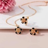 image:imageAustrian Crystal Enamel Flower Earrings and Necklace Jewelry Sets for Women  14K gold plated brasscute flowershaped designgift box162 adjustable chainwomens jewelry setBlack