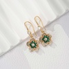 image:imageAustrian Crystal Flower Dangle Drop Earrings for Women 14K Gold Plated Hypoallergenic JewelryGreen Main Crystal