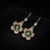 image:imageAustrian Crystal Flower Dangle Drop Earrings for Women 14K Gold Plated Hypoallergenic JewelryGreen Main Crystal