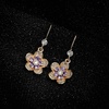 image:imageAustrian Crystal Flower Dangle Drop Earrings for Women 14K Gold Plated Hypoallergenic JewelryPurple Main Crystal