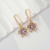 image:imageAustrian Crystal Flower Dangle Drop Earrings for Women 14K Gold Plated Hypoallergenic JewelryPurple Main Crystal