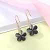 image:imageAustrian Crystal Flower Drop Dangle Earrings for Women Fashion 14K Gold Plated Hypoallergenic JewelryBlack
