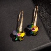 image:imageAustrian Crystal Flower Drop Dangle Earrings for Women Fashion 14K Gold Plated Hypoallergenic JewelryVitrail Medium