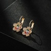 image:imageAustrian Crystal Flower Drop Leverback Earrings for Women 14K Gold Plated Hypoallergenic JewelryColorful Main Crystal
