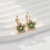 image:imageAustrian Crystal Flower Drop Leverback Earrings for Women 14K Gold Plated Hypoallergenic JewelryGreen Main Crystal
