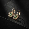 image:imageAustrian Crystal Flower Drop Leverback Earrings for Women 14K Gold Plated Hypoallergenic JewelryGreen Main Crystal