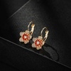 image:imageAustrian Crystal Flower Drop Leverback Earrings for Women 14K Gold Plated Hypoallergenic JewelryRed Main Crystal