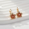 image:imageAustrian Crystal Flower Drop Leverback Earrings for Women 14K Gold Plated Hypoallergenic JewelryRed Main Crystal