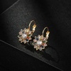 image:imageAustrian Crystal Flower Drop Leverback Earrings for Women Fashion 14K Gold Plated Hypoallergenic JewelryColorful Main Crystal