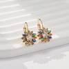 image:imageAustrian Crystal Flower Drop Leverback Earrings for Women Fashion 14K Gold Plated Hypoallergenic JewelryColorful Main Crystal