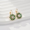 image:imageAustrian Crystal Flower Drop Leverback Earrings for Women Fashion 14K Gold Plated Hypoallergenic JewelryGreen Main Crystal