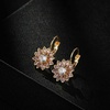 image:imageAustrian Crystal Flower Drop Leverback Earrings for Women Fashion 14K Gold Plated Hypoallergenic JewelryPink Main Crystal