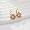 image:imageAustrian Crystal Flower Drop Leverback Earrings for Women Fashion 14K Gold Plated Hypoallergenic JewelryPink Main Crystal