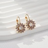 image:imageAustrian Crystal Flower Drop Leverback Earrings for Women Fashion 14K Gold Plated Hypoallergenic JewelryPurple Main Crystal