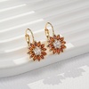 image:imageAustrian Crystal Flower Drop Leverback Earrings for Women Fashion 14K Gold Plated Hypoallergenic JewelryRed Main Crystal