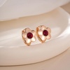 image:imageAustrian Crystal Flower Earrings Rose Gold Drop Earrings for Women 14K Gold Plated Jewelry GiftRed
