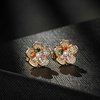 image:imageAustrian Crystal Flower Stud Earrings for Women 925 Sterling Silver Hypoallergenic Fashion JewelryColorful Main Crystal