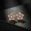 image:imageAustrian Crystal Flower Stud Earrings for Women 925 Sterling Silver Hypoallergenic Fashion JewelryPurple Main Crystal