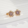 image:imageAustrian Crystal Flower Stud Earrings for Women 925 Sterling Silver Hypoallergenic Fashion JewelryPurple Main Crystal