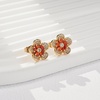 image:imageAustrian Crystal Flower Stud Earrings for Women 925 Sterling Silver Hypoallergenic Fashion JewelryRed Main Crystal