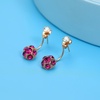 image:imageAustrian Crystal Front Back 2 in 1 Round Drop Earrings for Women 14K Gold Plated Hypoallergenic Earring JacketsFuchsia