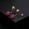 image:imageAustrian Crystal Front Back 2 in 1 Round Drop Earrings for Women 14K Gold Plated Hypoallergenic Earring JacketsFuchsia