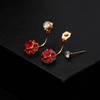 image:imageAustrian Crystal Front Back 2 in 1 Round Drop Earrings for Women 14K Gold Plated Hypoallergenic Earring JacketsRed