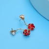 image:imageAustrian Crystal Front Back 2 in 1 Round Drop Earrings for Women 14K Gold Plated Hypoallergenic Earring JacketsRed