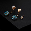 image:imageAustrian Crystal Front Back 2 in 1 Round Drop Earrings for Women 14K Gold Plated Hypoallergenic Earring JacketsSapphire