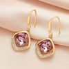 image:imageAustrian Crystal Halo Cushion Cut Square Drop Dangle Earrings for Women 14K Gold Plated Hypoallergenic Jewelry GiftsAntique Pink