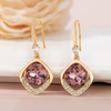 image:imageAustrian Crystal Halo Cushion Cut Square Drop Dangle Earrings for Women 14K Gold Plated Hypoallergenic Jewelry GiftsAntique Pink