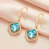 image:imageAustrian Crystal Halo Cushion Cut Square Drop Dangle Earrings for Women 14K Gold Plated Hypoallergenic Jewelry GiftsAquamarine