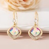 image:imageAustrian Crystal Halo Cushion Cut Square Drop Dangle Earrings for Women 14K Gold Plated Hypoallergenic Jewelry GiftsAurora Borealis