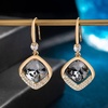 image:imageAustrian Crystal Halo Cushion Cut Square Drop Dangle Earrings for Women 14K Gold Plated Hypoallergenic Jewelry GiftsBlack