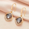 image:imageAustrian Crystal Halo Cushion Cut Square Drop Dangle Earrings for Women 14K Gold Plated Hypoallergenic Jewelry GiftsBlack