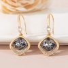 image:imageAustrian Crystal Halo Cushion Cut Square Drop Dangle Earrings for Women 14K Gold Plated Hypoallergenic Jewelry GiftsBlack